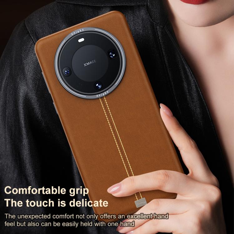 For Huawei Mate 60 Jazz Series Retro Vegan Leather Textured Metal Frame Magnetic Phone Case