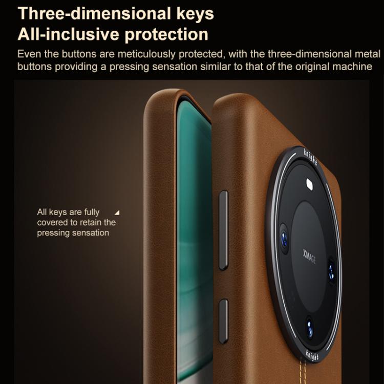 For Huawei Mate 60 Jazz Series Retro Vegan Leather Textured Metal Frame Magnetic Phone Case