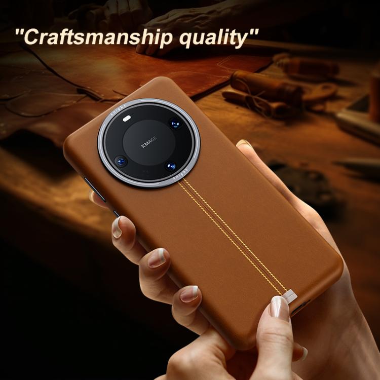 For Huawei Mate 60 Jazz Series Retro Vegan Leather Textured Metal Frame Magnetic Phone Case