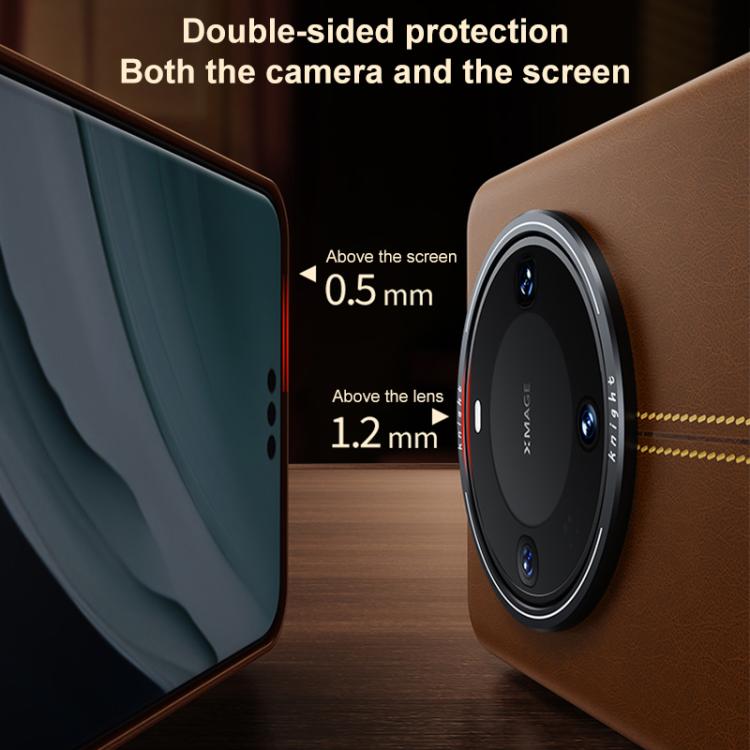 For Huawei Mate 60 Jazz Series Retro Vegan Leather Textured Metal Frame Magnetic Phone Case