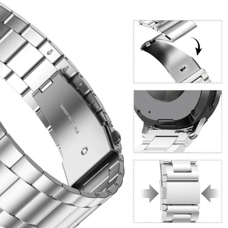 For Samsung Galaxy Watch8 Classic 46mm Three Beads Stainless Steel Watch Band with Film Integrated PC Case Set