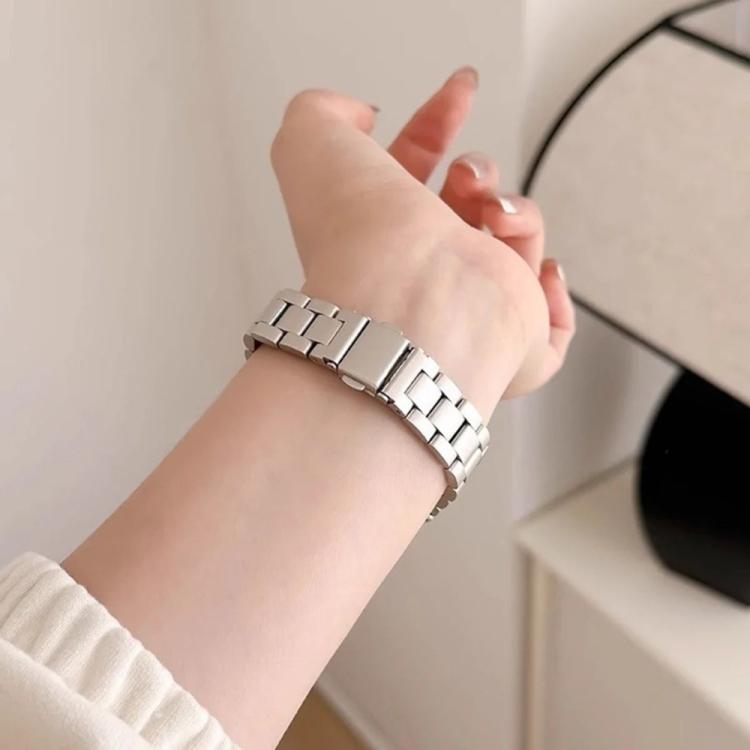 For Samsung Galaxy Watch8 Classic 46mm Three Beads Stainless Steel Watch Band with Film Integrated PC Case Set