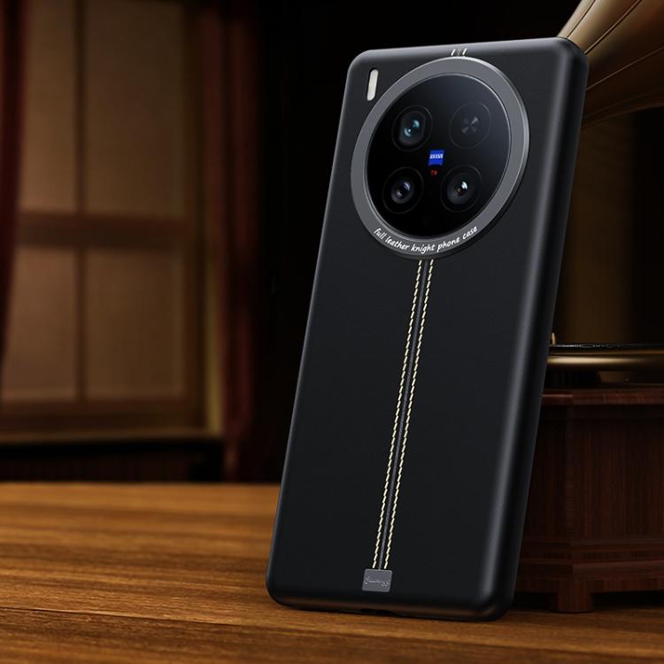 For vivo X200 Ultra Jazz Series Retro Vegan Leather Textured Metal Frame Magnetic Phone Case