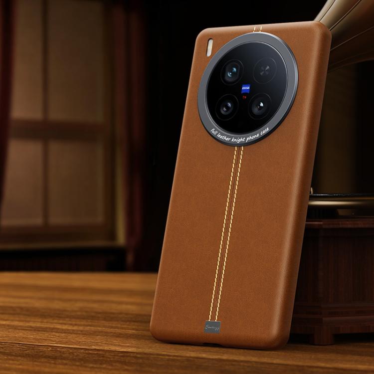 For vivo X200 Ultra Jazz Series Retro Vegan Leather Textured Metal Frame Magnetic Phone Case
