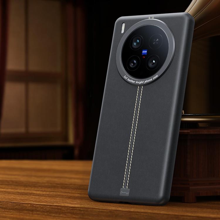 For vivo X200 Ultra Jazz Series Retro Vegan Leather Textured Metal Frame Magnetic Phone Case