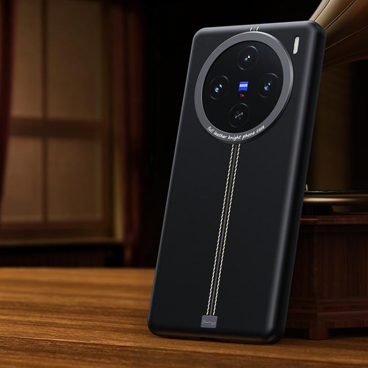 For vivo X200 Jazz Series Retro Vegan Leather Textured Metal Frame Magnetic Phone Case