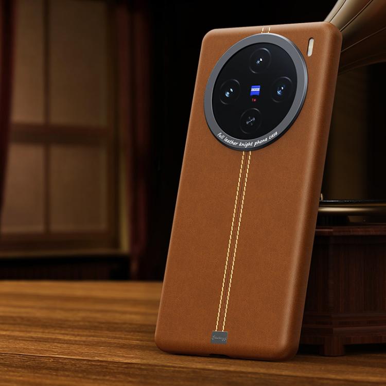 For vivo X200 Jazz Series Retro Vegan Leather Textured Metal Frame Magnetic Phone Case
