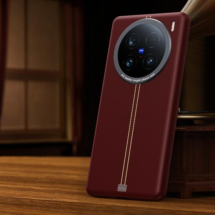 For vivo X100 Ultra Jazz Series Retro Vegan Leather Textured Metal Frame Magnetic Phone Case