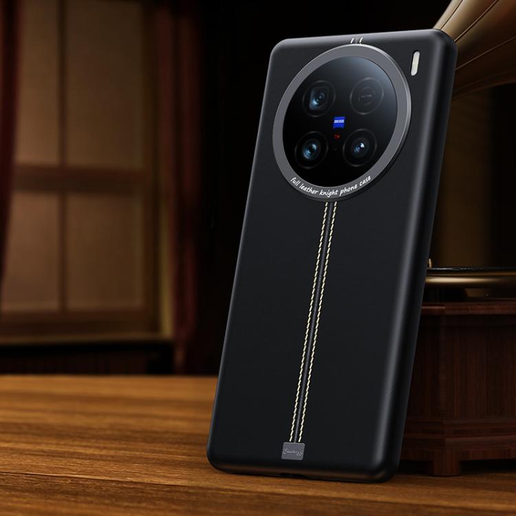 For vivo X100 Ultra Jazz Series Retro Vegan Leather Textured Metal Frame Magnetic Phone Case