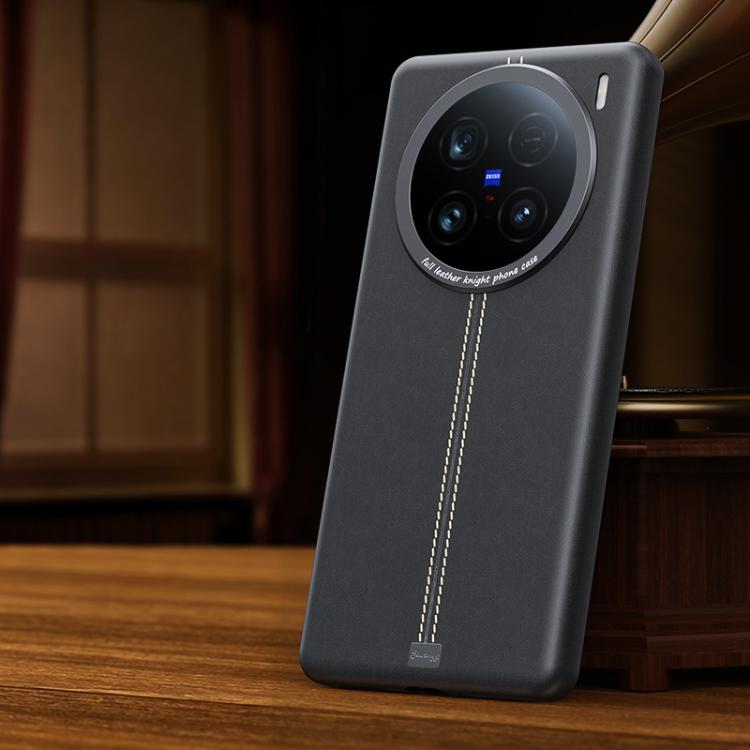 For vivo X100 Ultra Jazz Series Retro Vegan Leather Textured Metal Frame Magnetic Phone Case