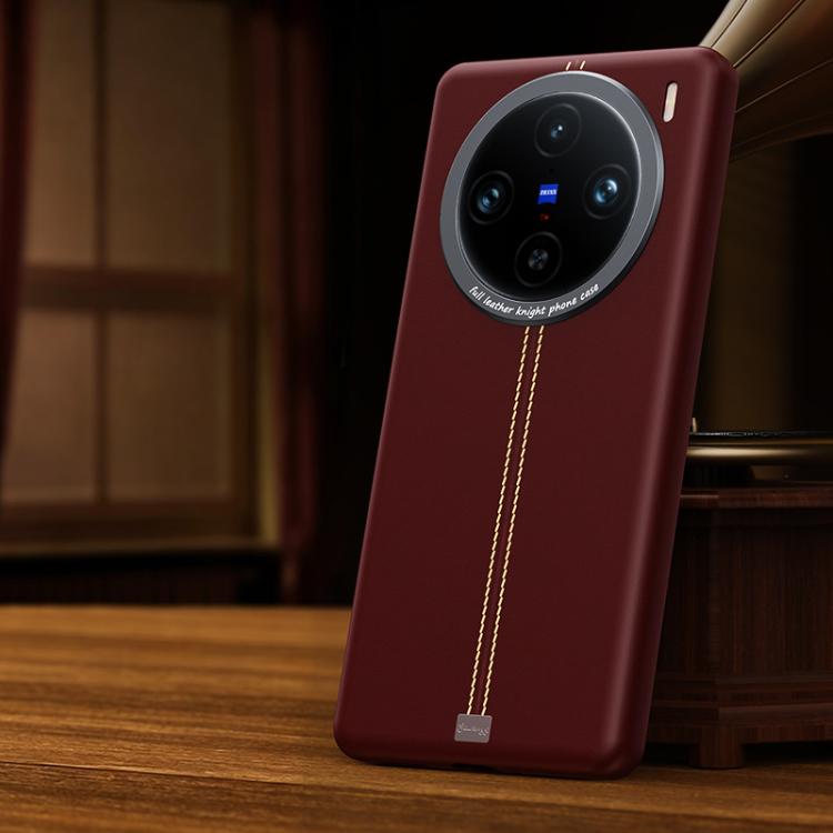For vivo X100 Pro Jazz Series Retro Vegan Leather Textured Metal Frame Magnetic Phone Case