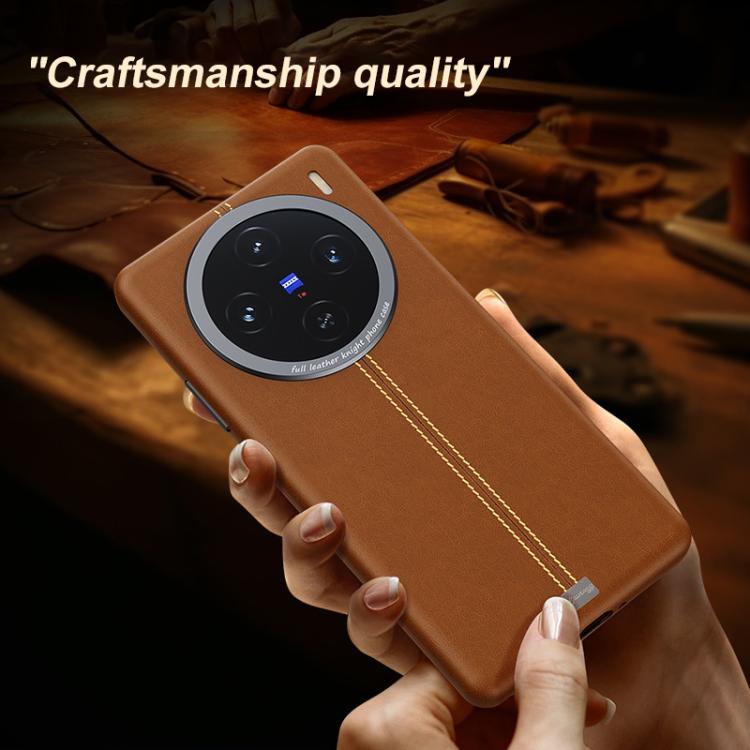 For vivo X100 Pro Jazz Series Retro Vegan Leather Textured Metal Frame Magnetic Phone Case