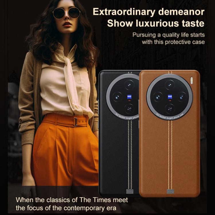 For vivo X300 Pro Jazz Series Retro Vegan Leather Textured Metal Frame Magnetic Phone Case