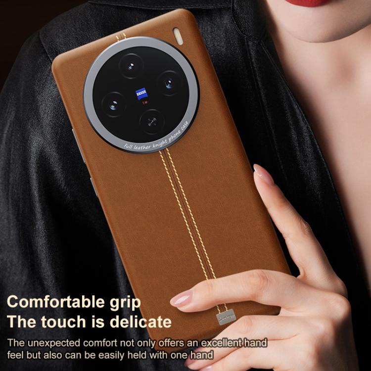 For vivo X100 Pro Jazz Series Retro Vegan Leather Textured Metal Frame Magnetic Phone Case