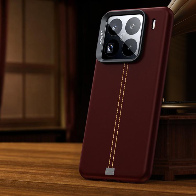 For Xiaomi 15 Pro Jazz Series Retro Vegan Leather Textured Metal Frame Magnetic Phone Case