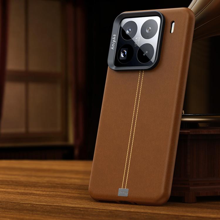 For Xiaomi 15 Pro Jazz Series Retro Vegan Leather Textured Metal Frame Magnetic Phone Case