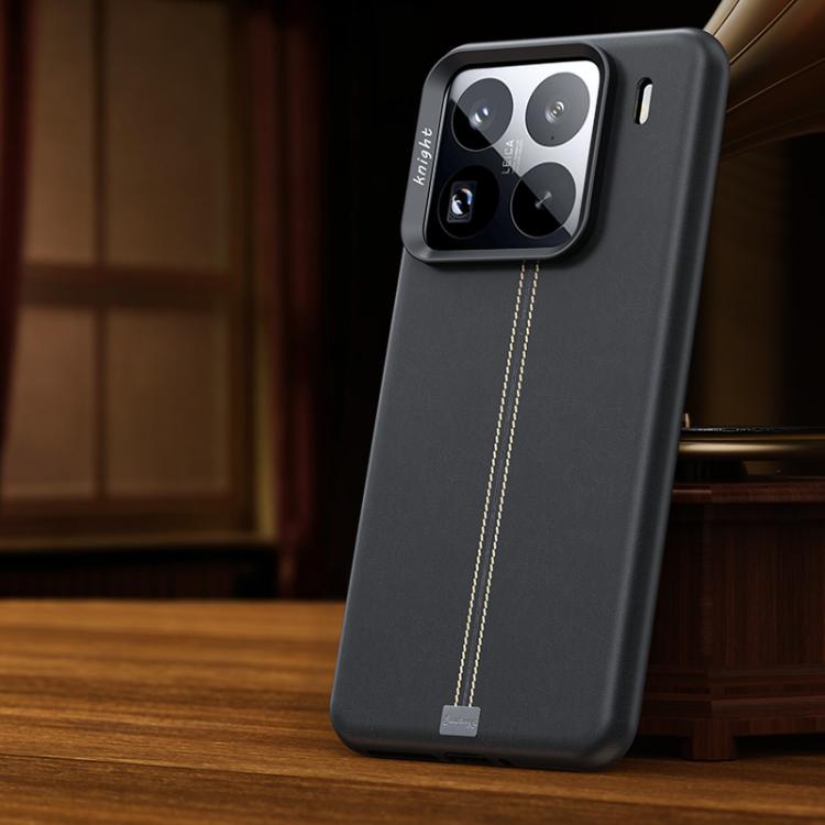 For Xiaomi 15 Pro Jazz Series Retro Vegan Leather Textured Metal Frame Magnetic Phone Case