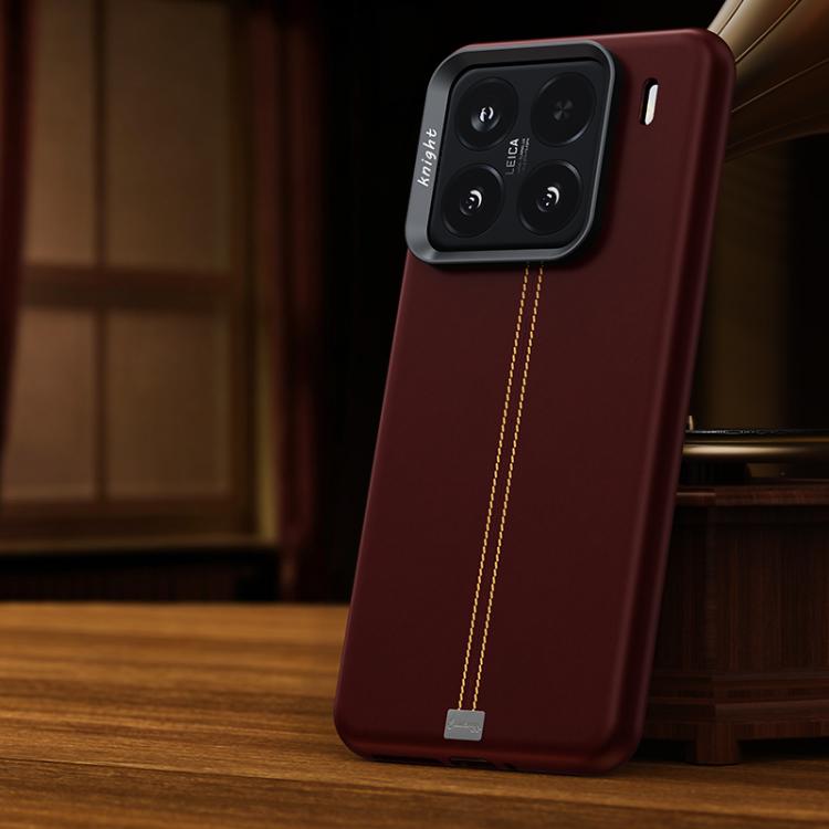 For Xiaomi 15 Jazz Series Retro Vegan Leather Textured Metal Frame Magnetic Phone Case
