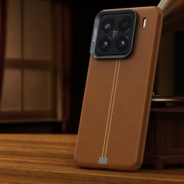 For Xiaomi 15 Jazz Series Retro Vegan Leather Textured Metal Frame Magnetic Phone Case