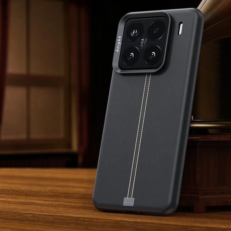 For Xiaomi 15 Jazz Series Retro Vegan Leather Textured Metal Frame Magnetic Phone Case