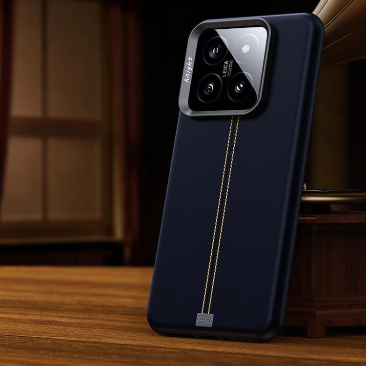 For Xiaomi 14 Pro Jazz Series Retro Vegan Leather Textured Metal Frame Magnetic Phone Case