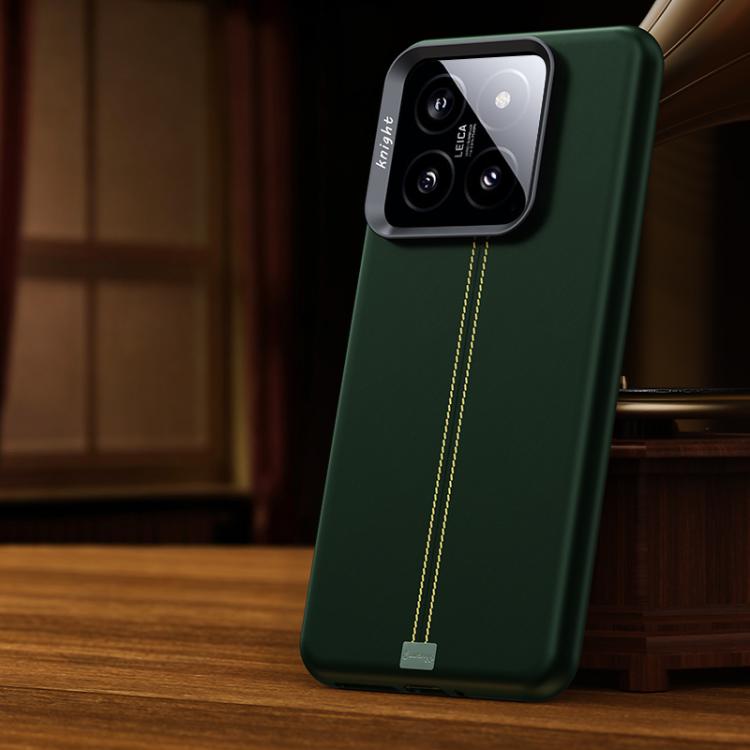 For Xiaomi 14 Jazz Series Retro Vegan Leather Textured Metal Frame Magnetic Phone Case
