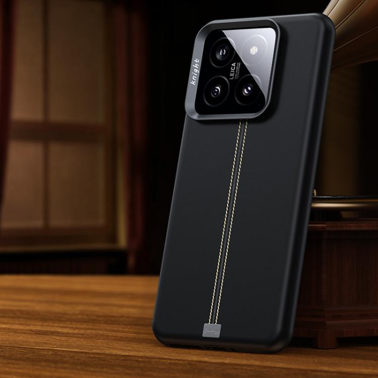 For Xiaomi 14 Jazz Series Retro Vegan Leather Textured Metal Frame Magnetic Phone Case