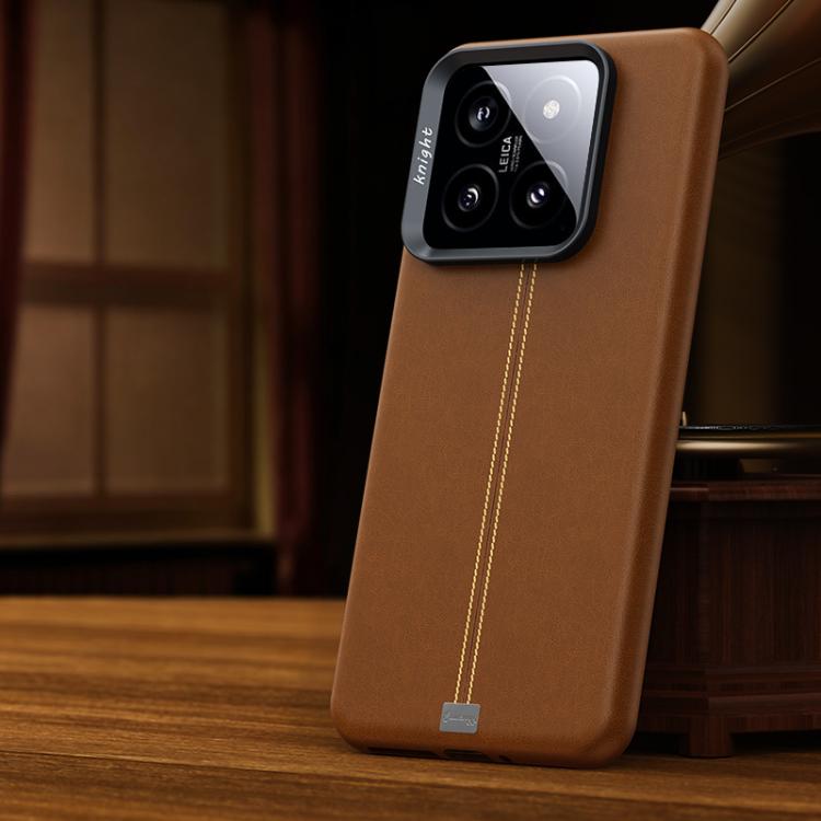 For Xiaomi 14 Jazz Series Retro Vegan Leather Textured Metal Frame Magnetic Phone Case