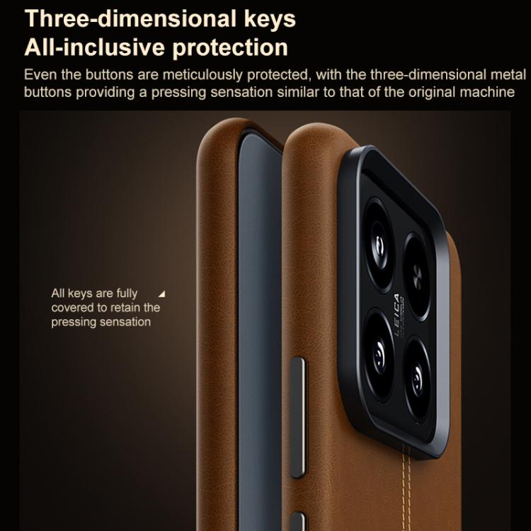 For Xiaomi 15 Jazz Series Retro Vegan Leather Textured Metal Frame Magnetic Phone Case
