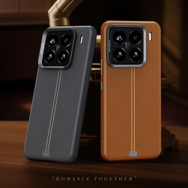 For Xiaomi 15 Jazz Series Retro Vegan Leather Textured Metal Frame Magnetic Phone Case