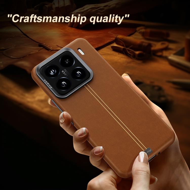 For Xiaomi 17 Jazz Series Retro Vegan Leather Textured Metal Frame Magnetic Phone Case