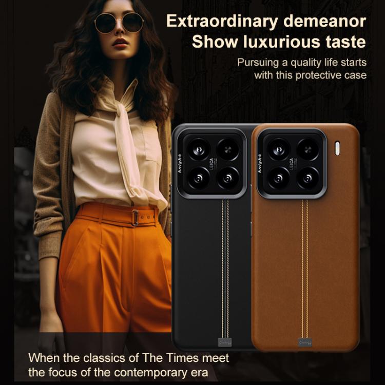 For Xiaomi 14 Jazz Series Retro Vegan Leather Textured Metal Frame Magnetic Phone Case