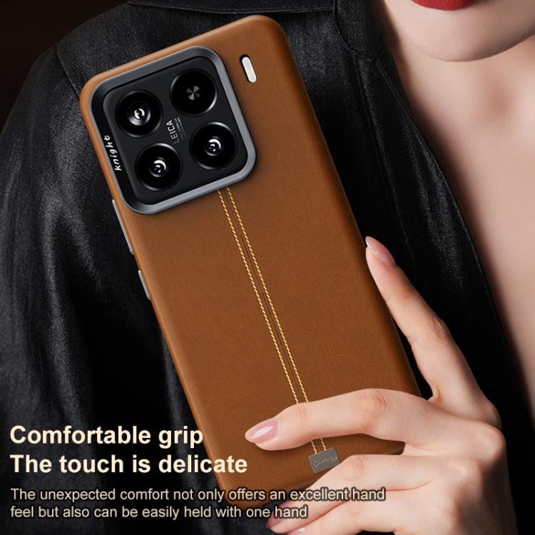 For Xiaomi 15 Pro Jazz Series Retro Vegan Leather Textured Metal Frame Magnetic Phone Case