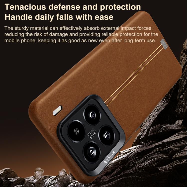 For Xiaomi 15 Pro Jazz Series Retro Vegan Leather Textured Metal Frame Magnetic Phone Case