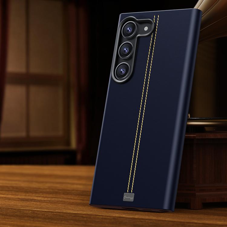 For Samsung Galaxy S23 5G Jazz Series Retro Vegan Leather Textured Metal Frame Magnetic Phone Case