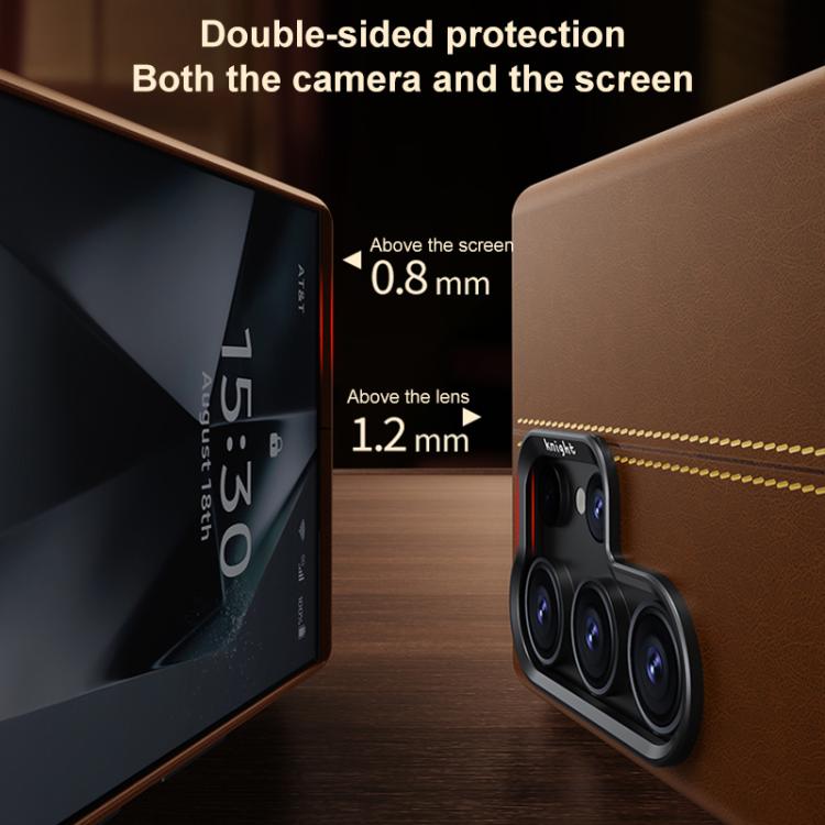 For Samsung Galaxy S24 Ultra 5G Jazz Series Retro Vegan Leather Textured Metal Frame Magnetic Phone Case