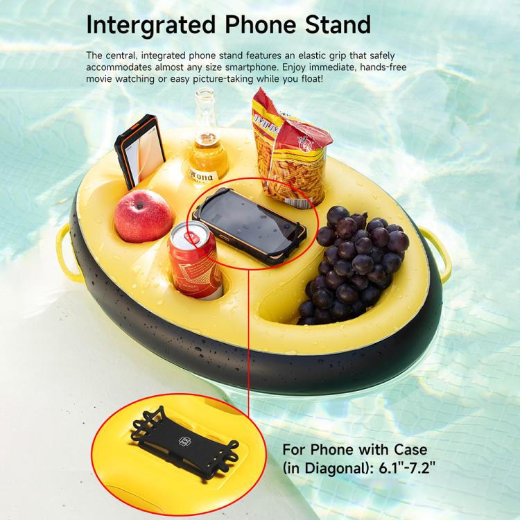 Ulefone UAN17 PVC Inflatable Floating Tray with Integrated Phone Holder - Yellow
