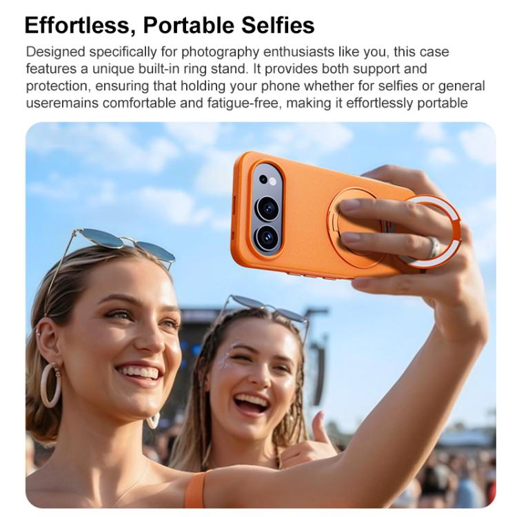 For Honor 500 / 500 Pro Global 155.8mm Boundless Series Rock Sand Magnetic Phone Case with 360 Degree Rotating Alloy Stand