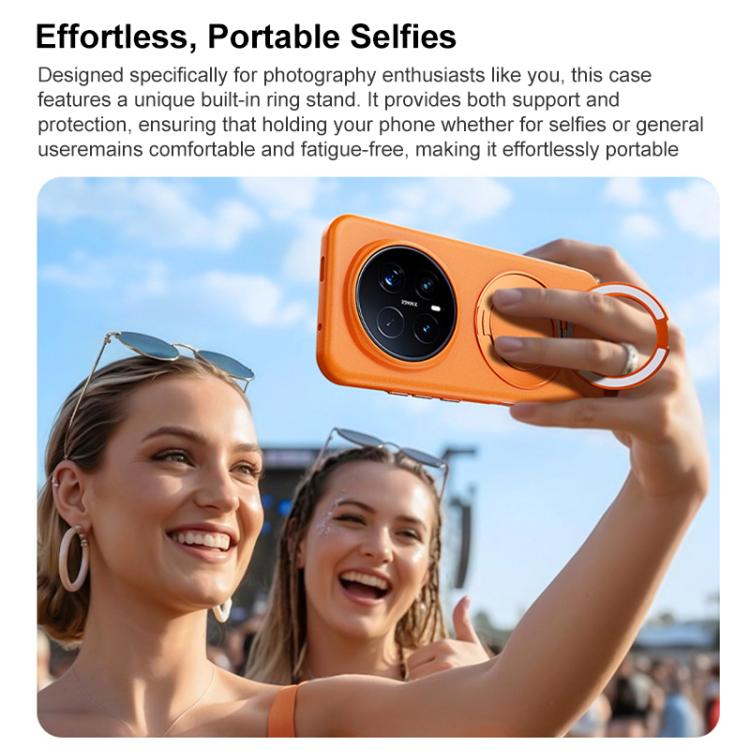 For Honor Magic8 Pro Boundless Series Rock Sand Magnetic Phone Case with 360 Degree Rotating Alloy Stand