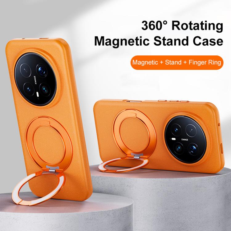 For Honor Magic8 Pro Boundless Series Rock Sand Magnetic Phone Case with 360 Degree Rotating Alloy Stand