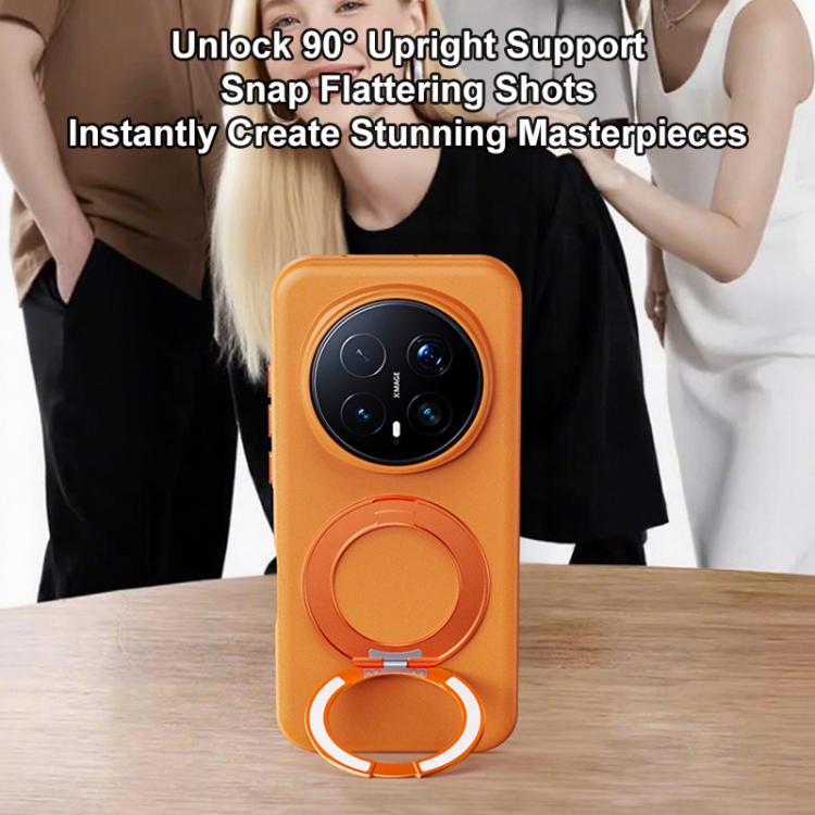 For Honor Magic8 Pro Boundless Series Rock Sand Magnetic Phone Case with 360 Degree Rotating Alloy Stand
