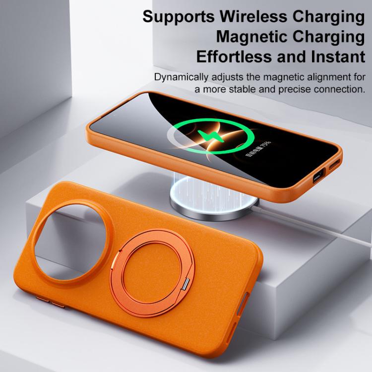 For Huawei Mate 80 Pro Max Boundless Series Rock Sand Magnetic Phone Case with 360 Degree Rotating Alloy Stand