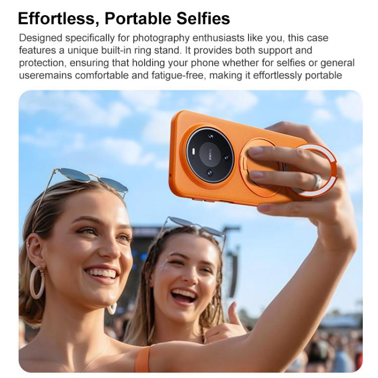 For Huawei Mate 80 / 80 Pro Boundless Series Rock Sand Magnetic Phone Case with 360 Degree Rotating Alloy Stand
