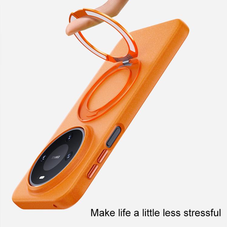 For Huawei Mate 60 Pro Boundless Series Rock Sand Magnetic Phone Case with 360 Degree Rotating Alloy Stand