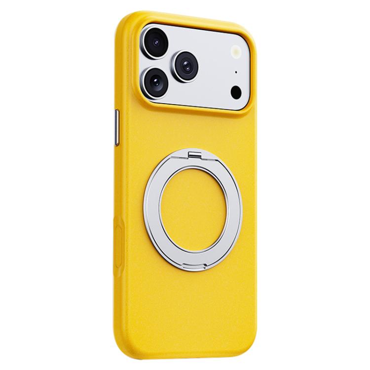 For iPhone 17 Pro Max Boundless Series Rock Sand Magnetic Phone Case with 360 Degree Rotating Alloy Stand