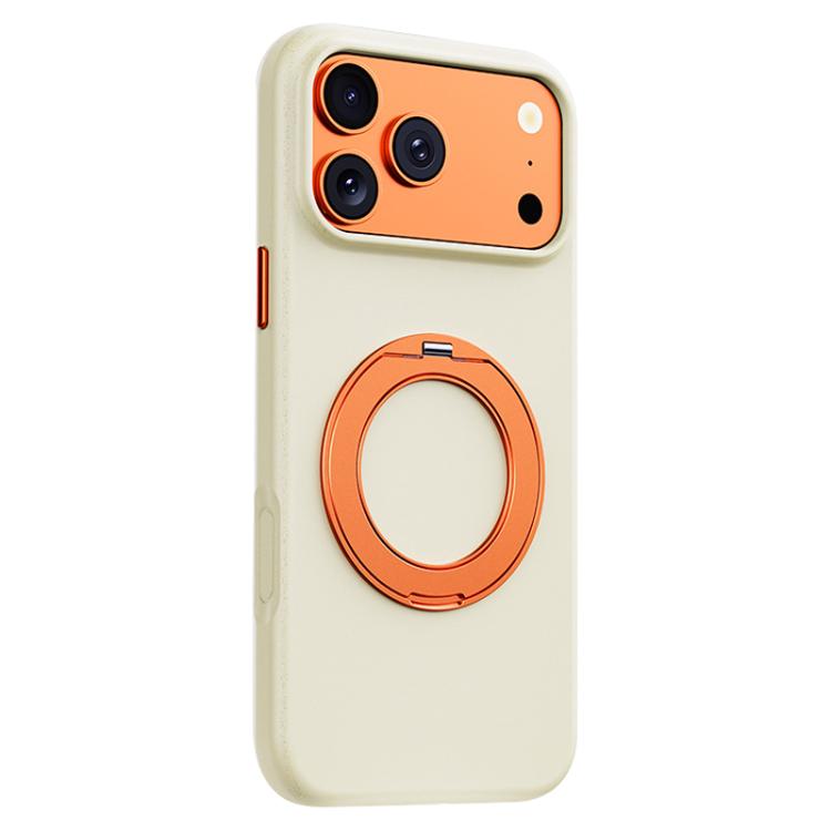For iPhone 17 Pro Max Boundless Series Rock Sand Magnetic Phone Case with 360 Degree Rotating Alloy Stand