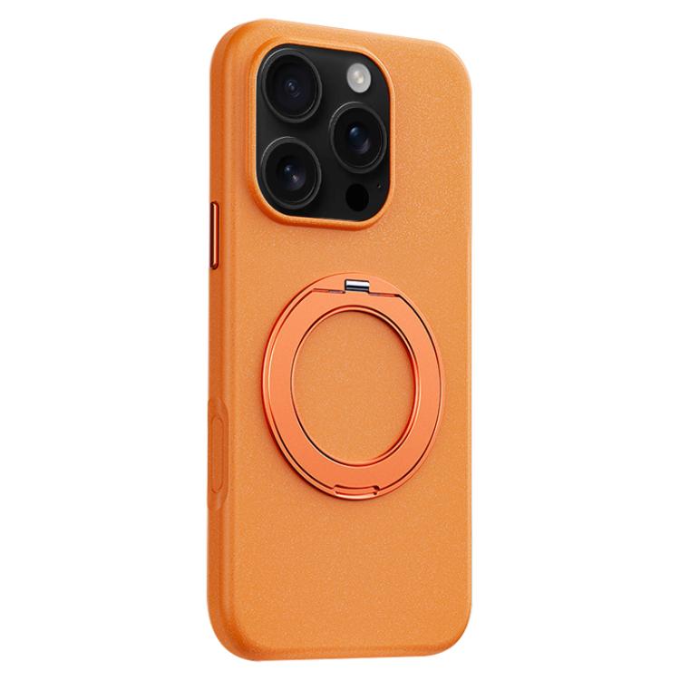 For iPhone 16 Pro Max Boundless Series Rock Sand Magnetic Phone Case with 360 Degree Rotating Alloy Stand