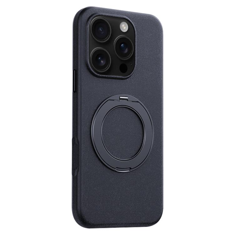 For iPhone 16 Pro Max Boundless Series Rock Sand Magnetic Phone Case with 360 Degree Rotating Alloy Stand