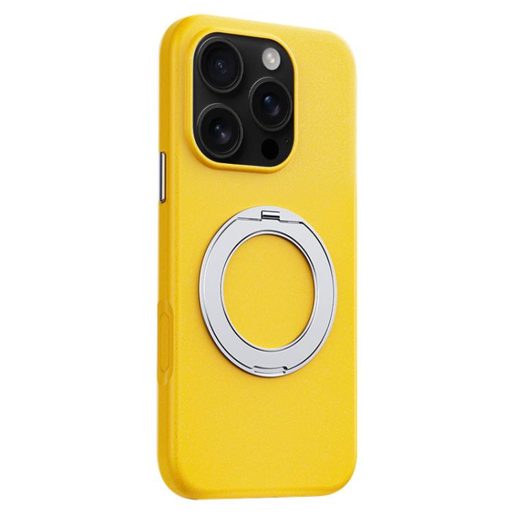 For iPhone 16 Pro Max Boundless Series Rock Sand Magnetic Phone Case with 360 Degree Rotating Alloy Stand
