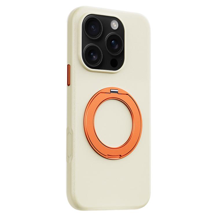 For iPhone 16 Pro Max Boundless Series Rock Sand Magnetic Phone Case with 360 Degree Rotating Alloy Stand